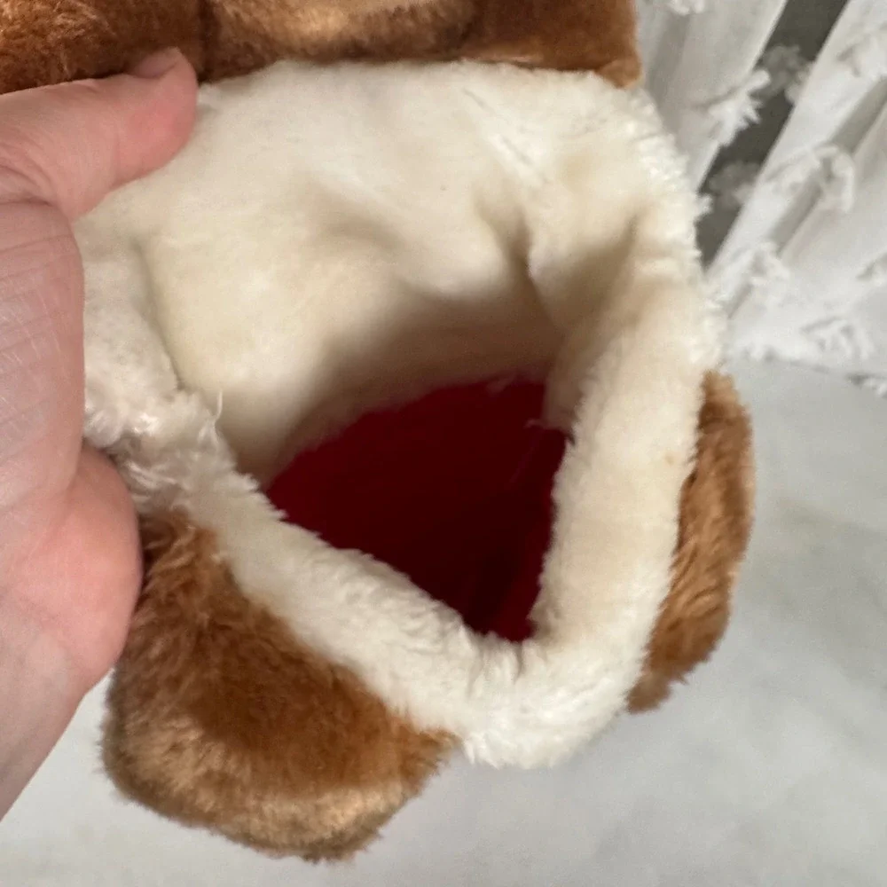 1988 Chrisha Playful Plush Moose Christmas Stocking Reindeer Moose in‎ Santa Hat
